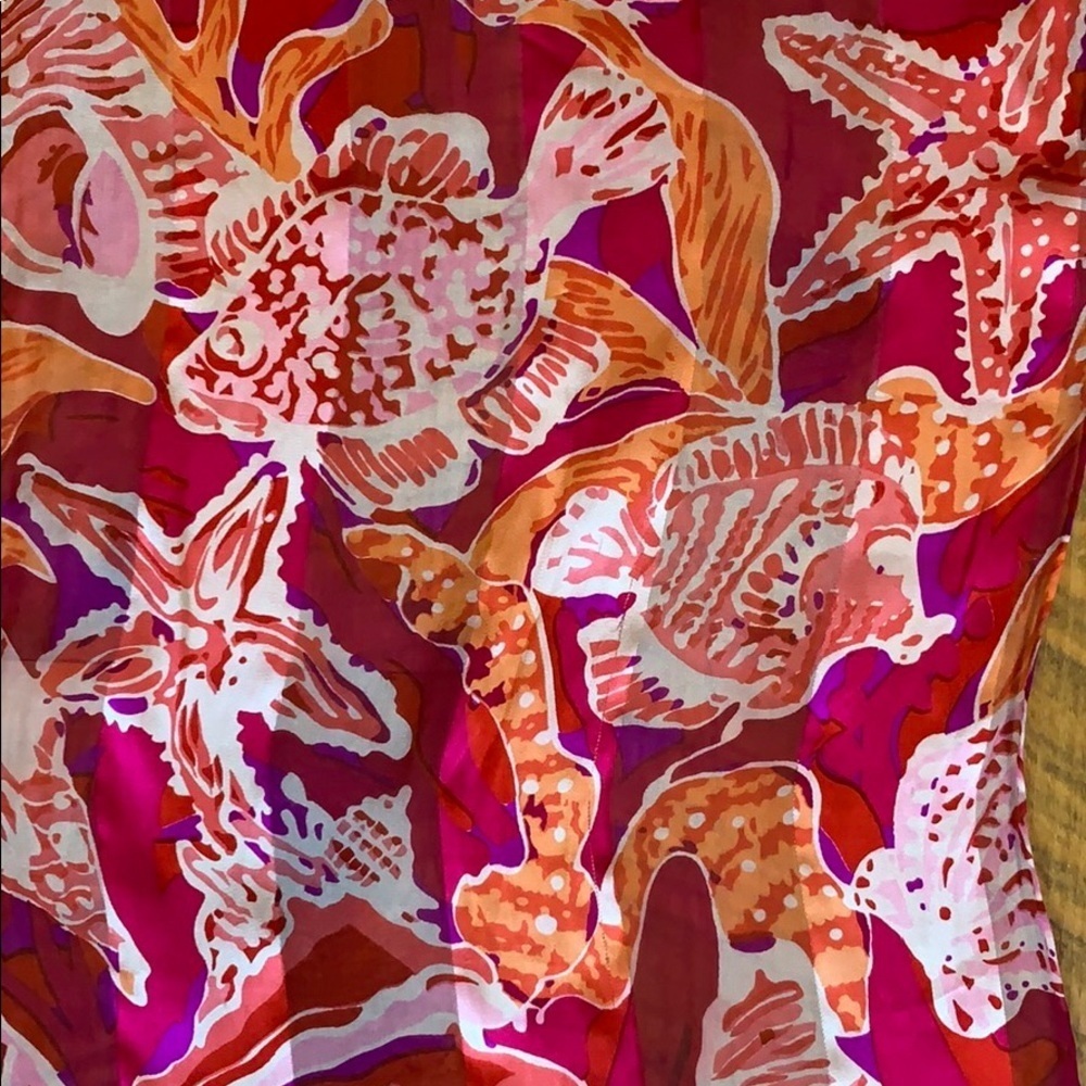 Bill Blass silk scarf with sea life (seashells, fish, starfish, etc.) - Picture 4 of 10
